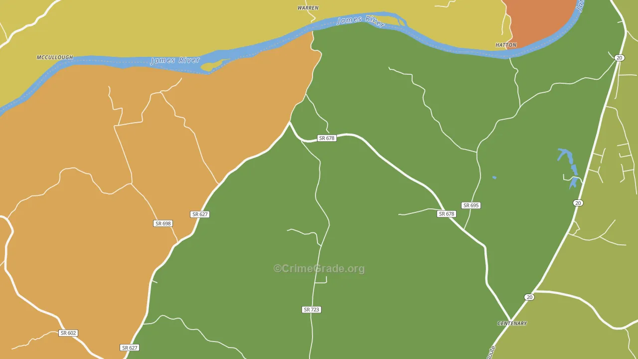 Warren, VA Map of Theft Rates