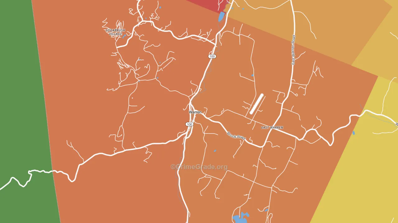 Warren, VT Map of Theft Rates