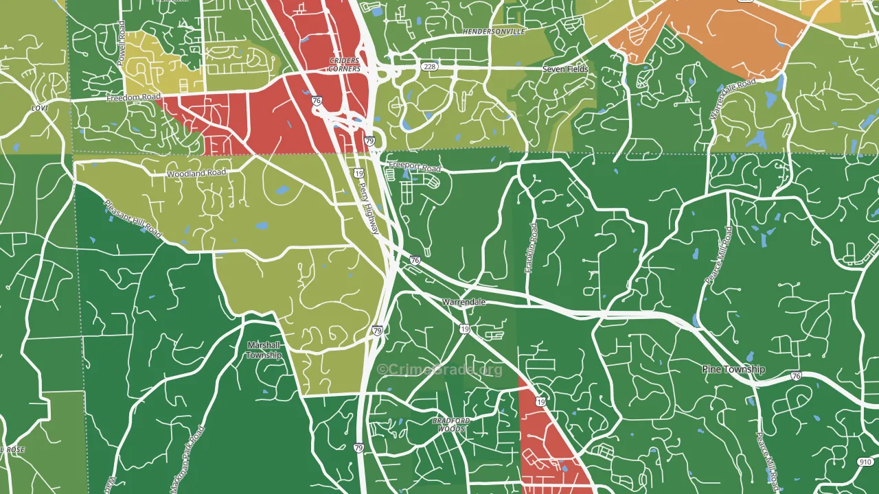 Warrendale, PA Map of Theft Rates