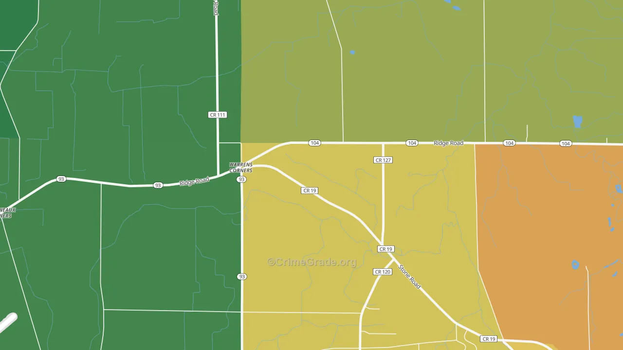 Warrens Corners, NY Map of Theft Rates