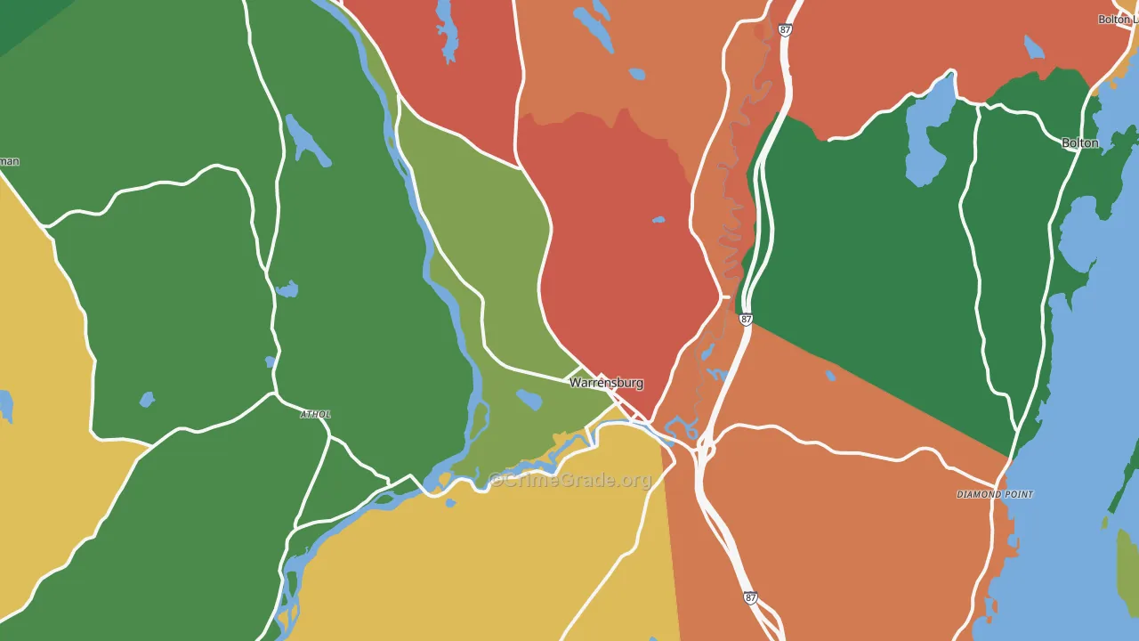 Warrensburg, NY Map of Theft Rates