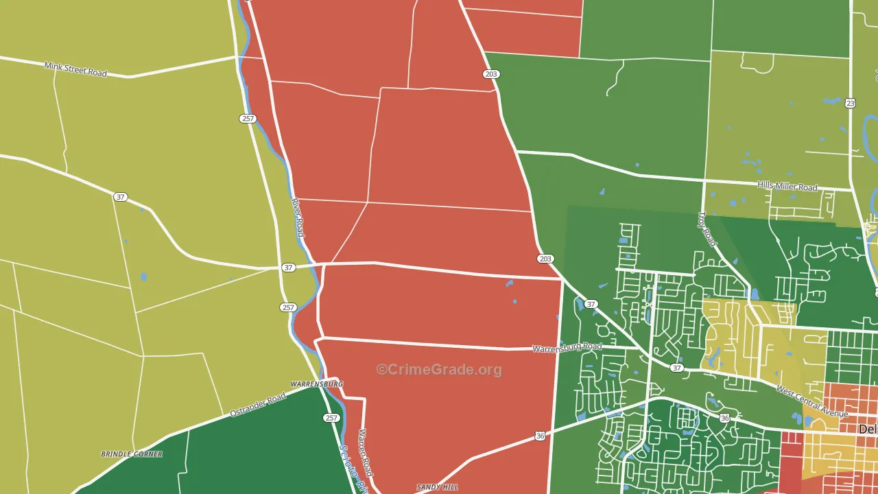 Warrensburg, OH Map of Theft Rates
