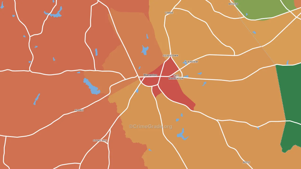 Warrenton, GA Map of Theft Rates