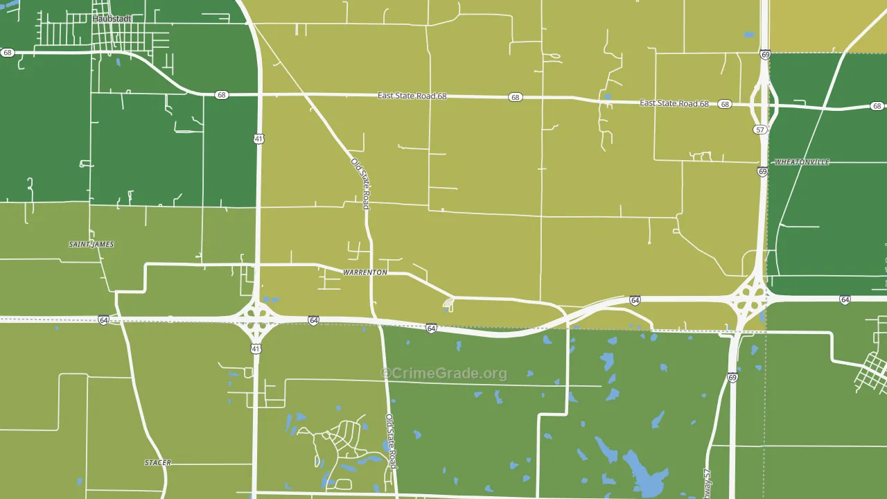 Warrenton, IN Map of Theft Rates