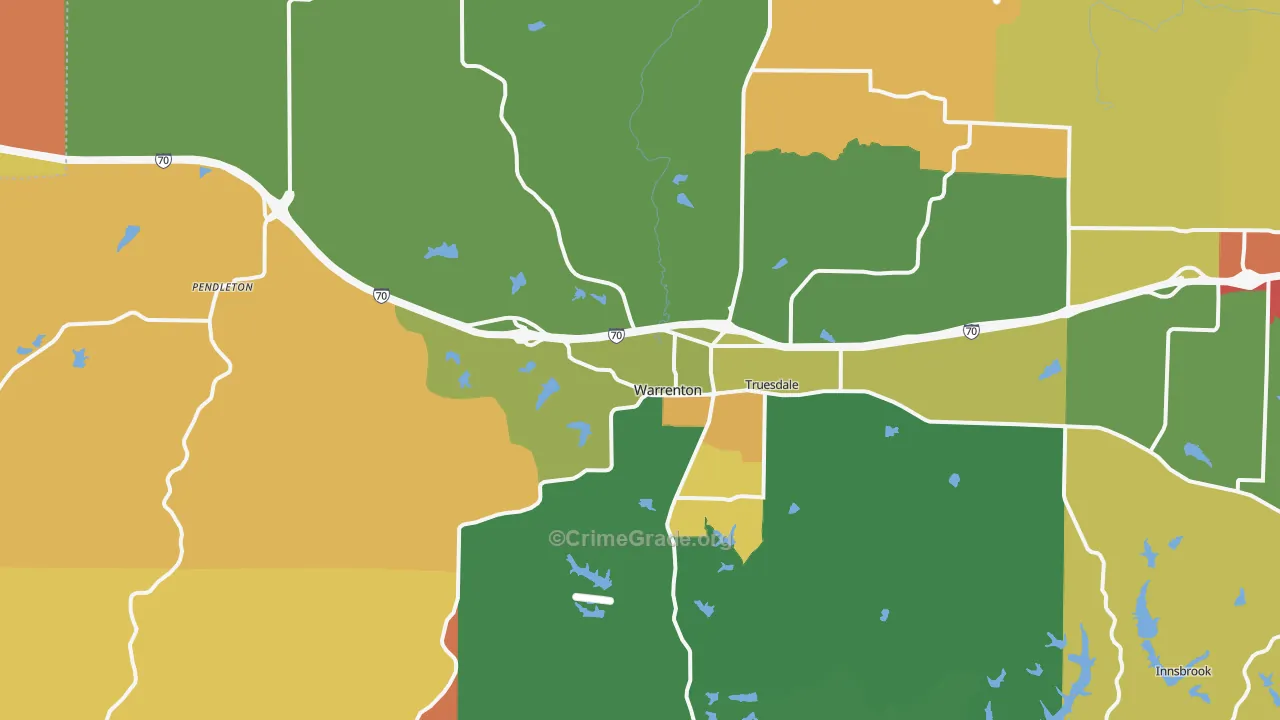Warrenton, MO Map of Theft Rates