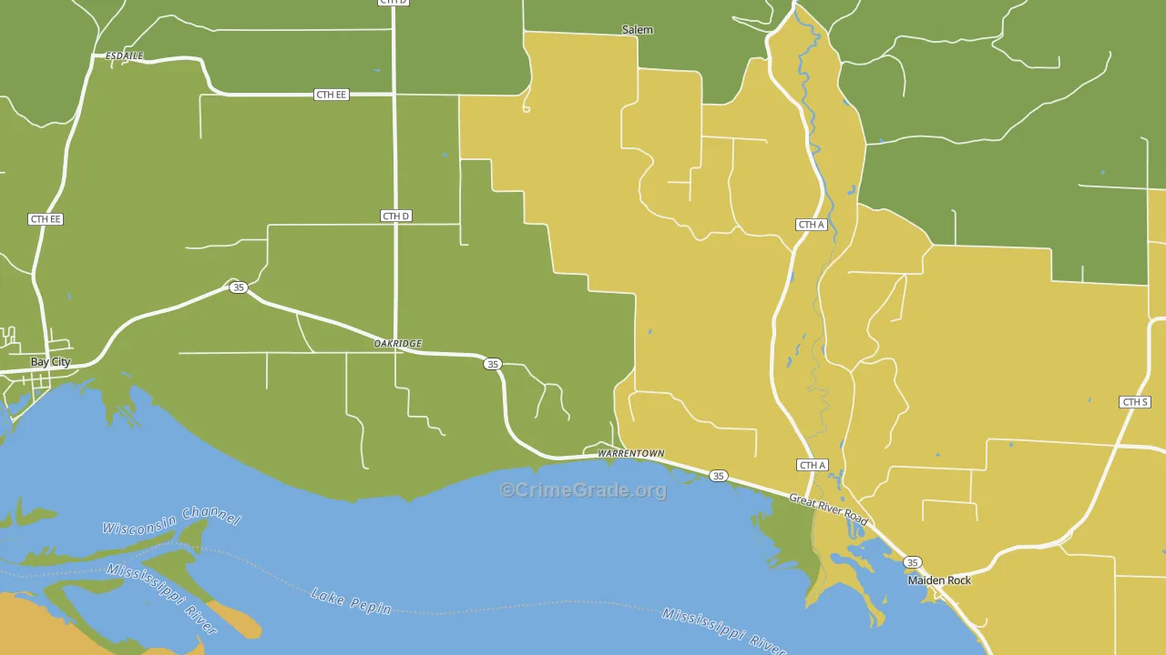 Warrentown, WI Map of Theft Rates