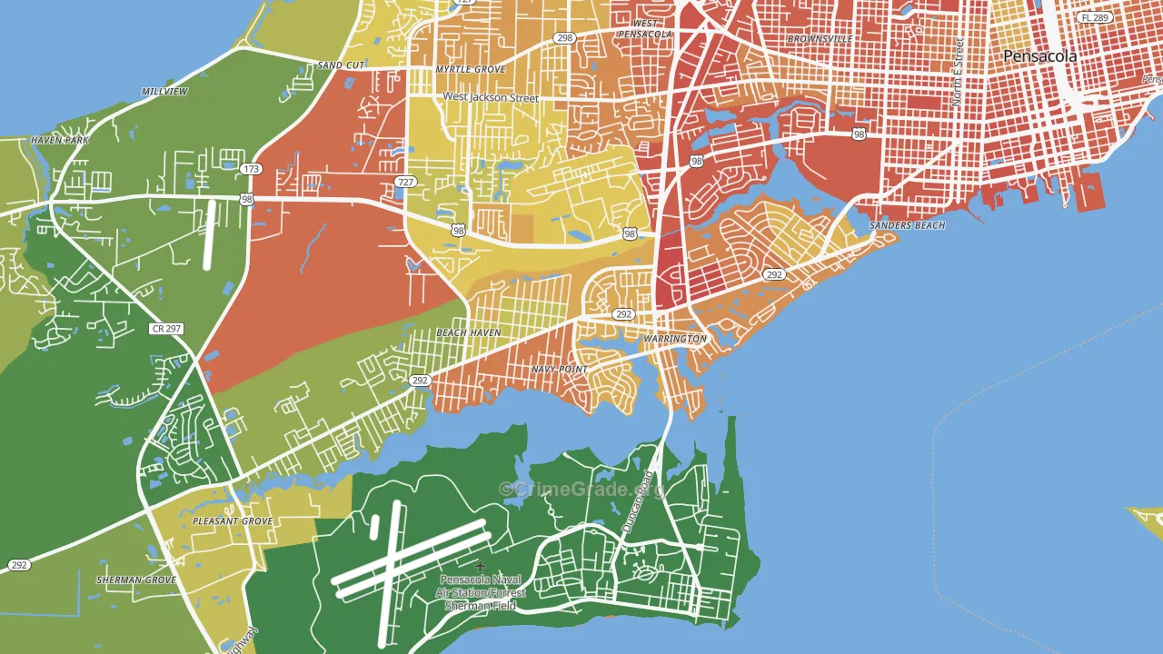 Warrington, FL Map of Theft Rates