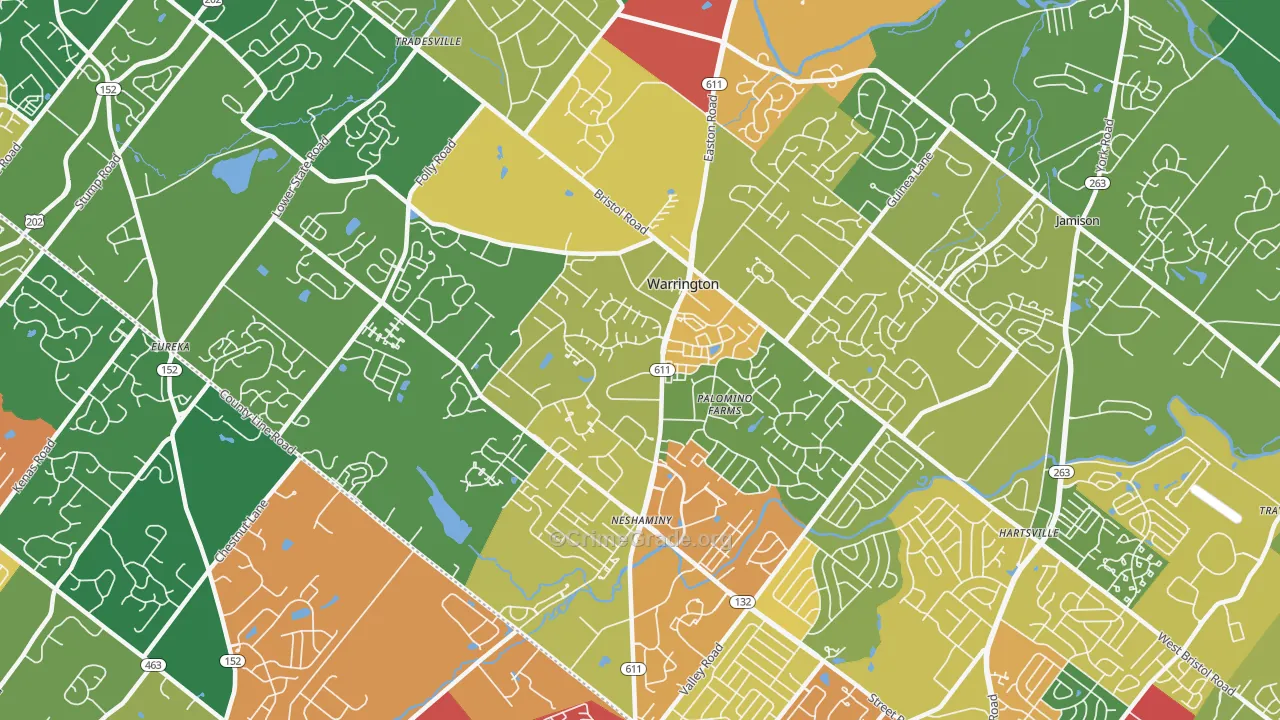 Warrington, PA Map of Theft Rates