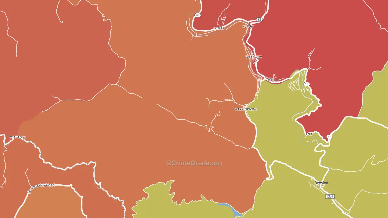 Warriormine, WV Map of Theft Rates