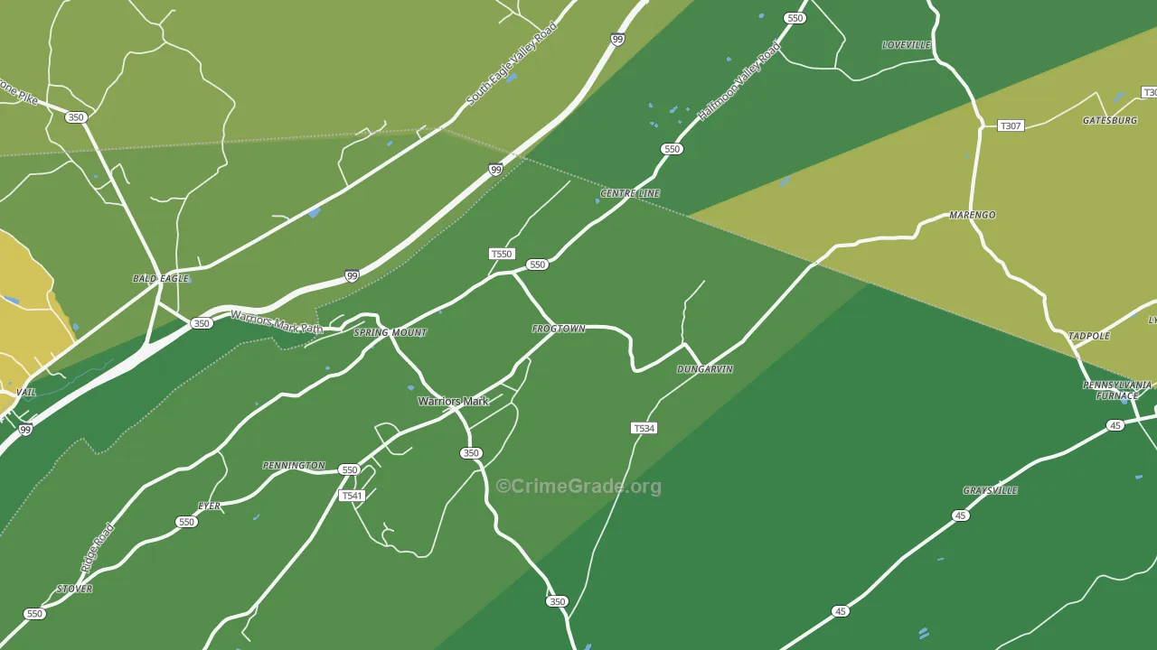 Warriors Mark, PA Map of Theft Rates