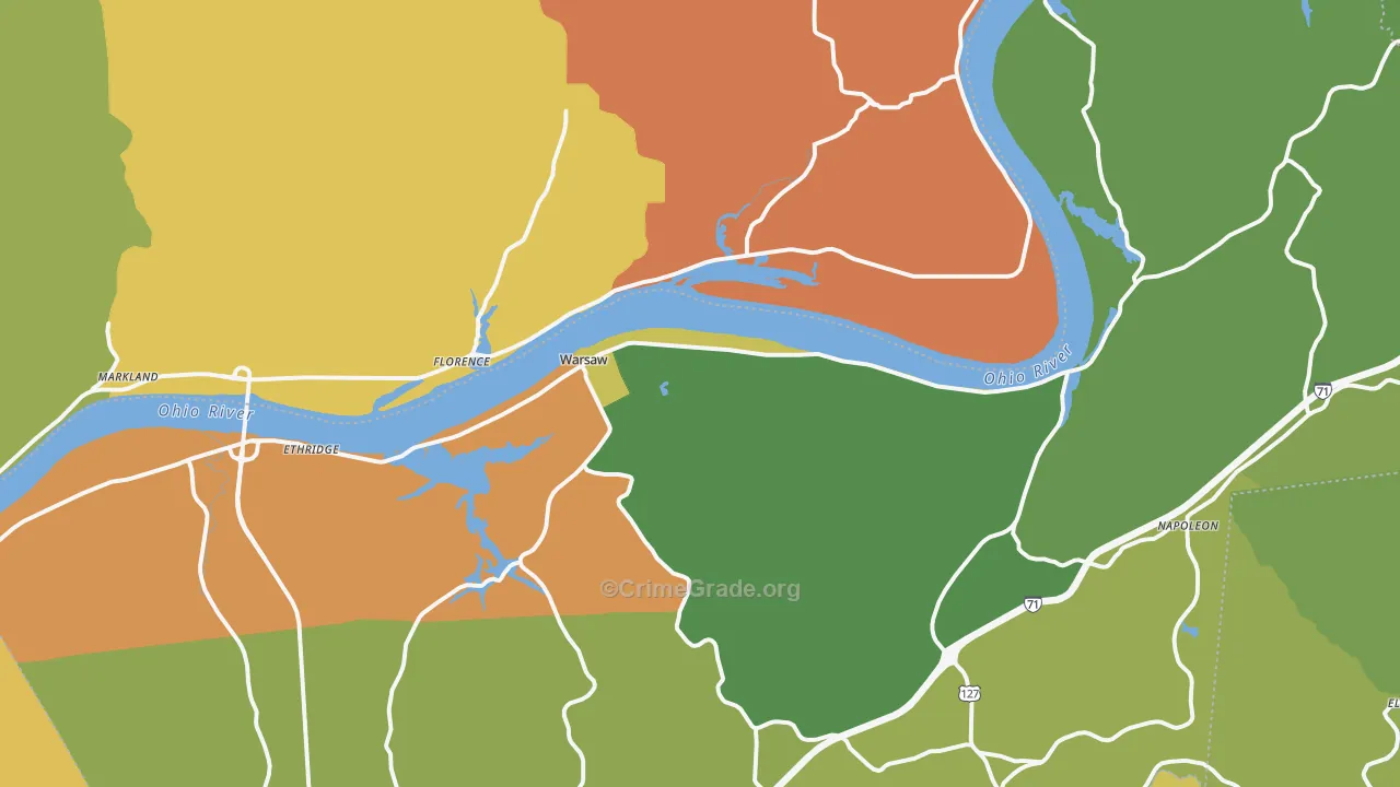 Warsaw, KY Map of Theft Rates