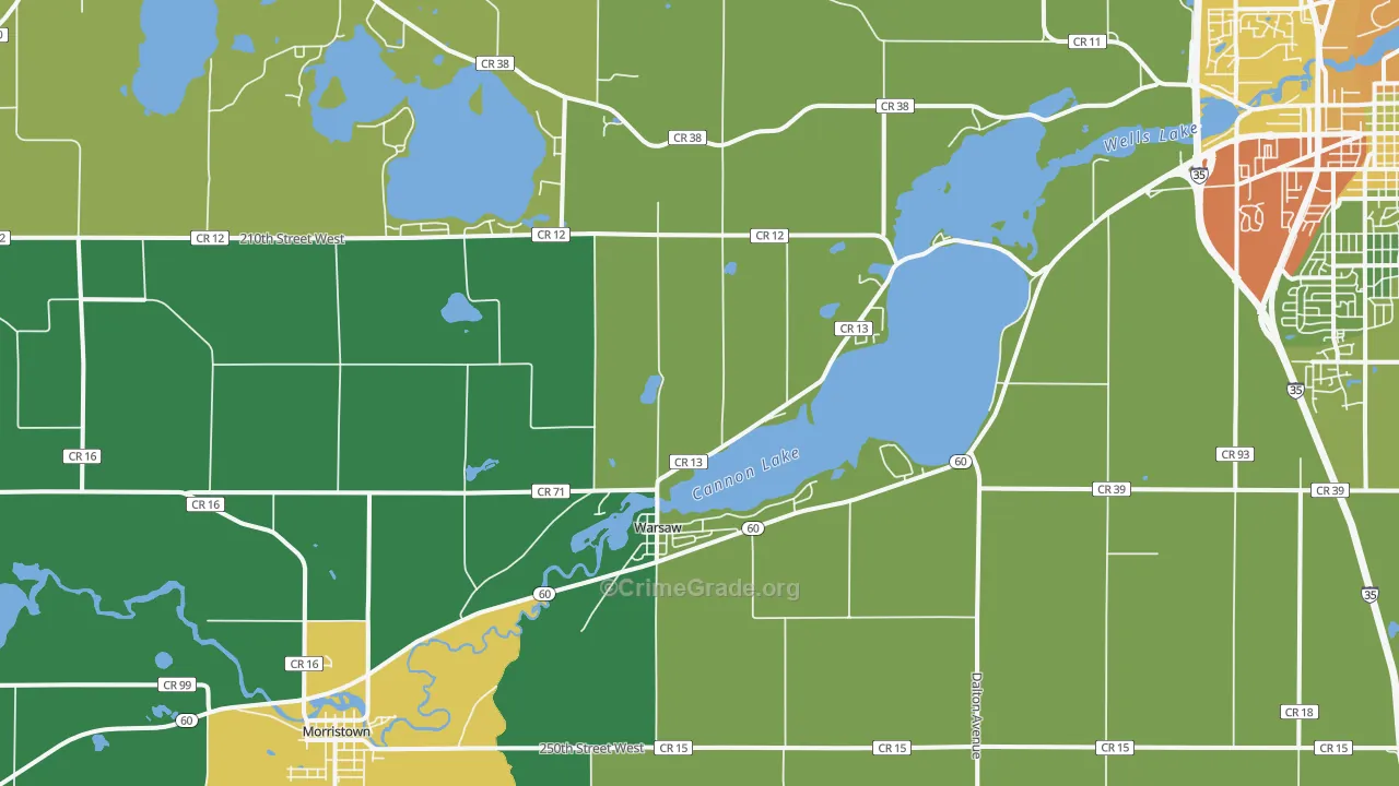 Warsaw, MN Map of Theft Rates