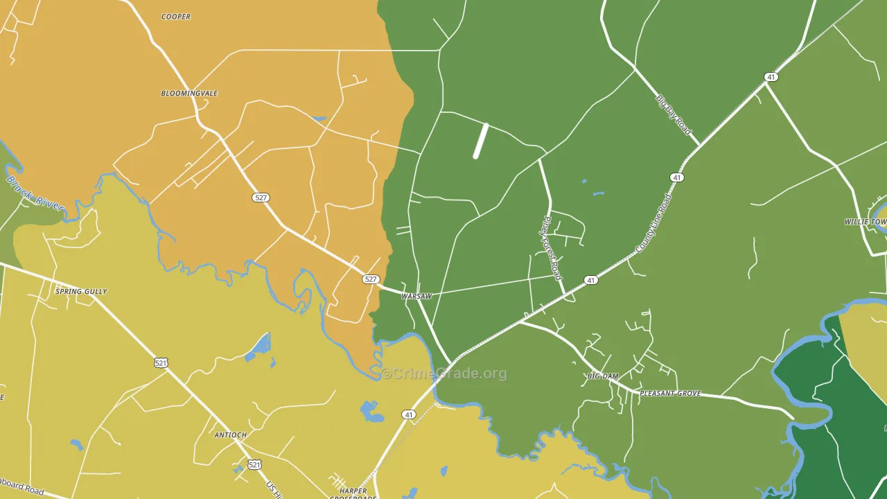 Warsaw, SC Map of Theft Rates