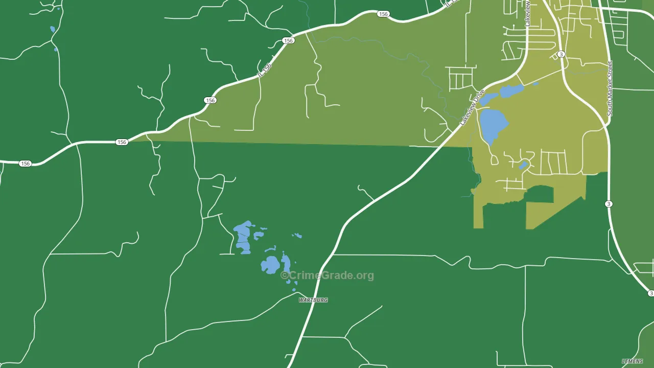 Wartburg, IL Map of Theft Rates