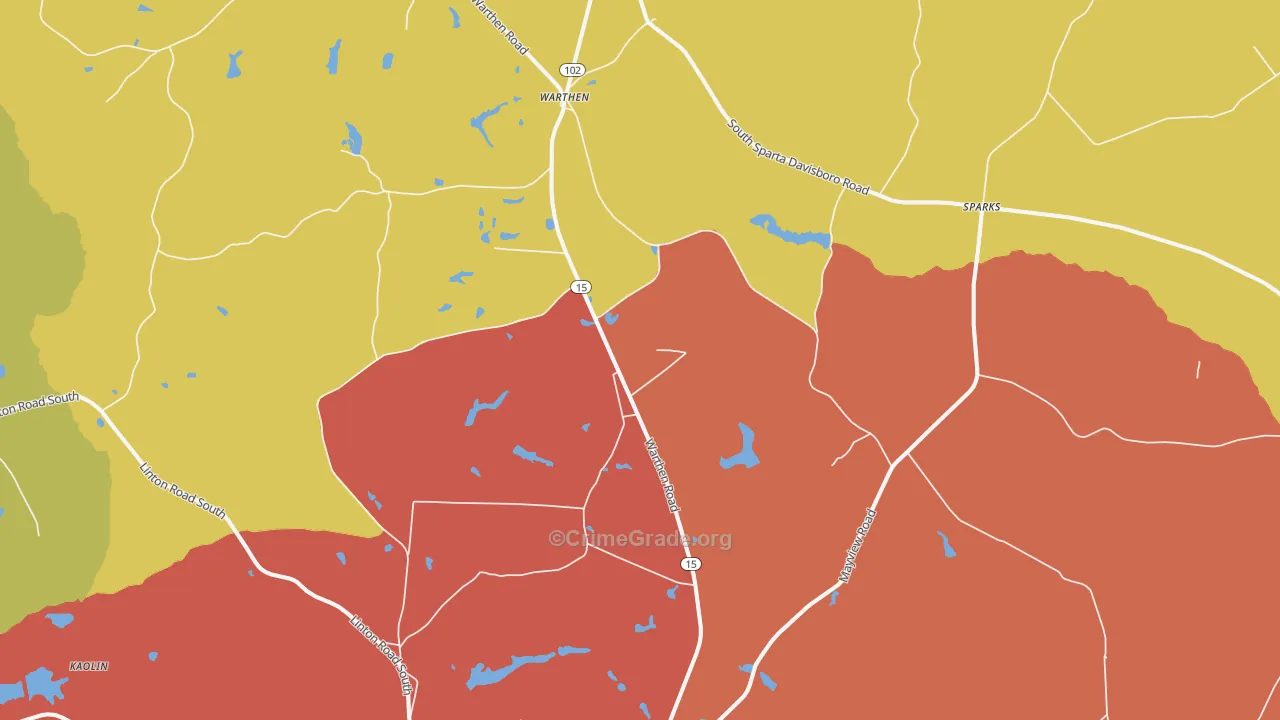 Warthen, GA Map of Theft Rates