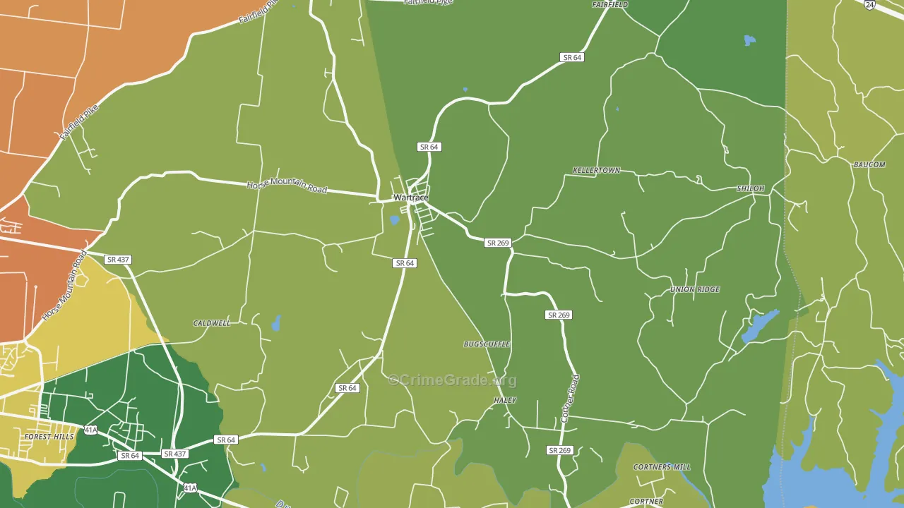 Wartrace, TN Map of Theft Rates