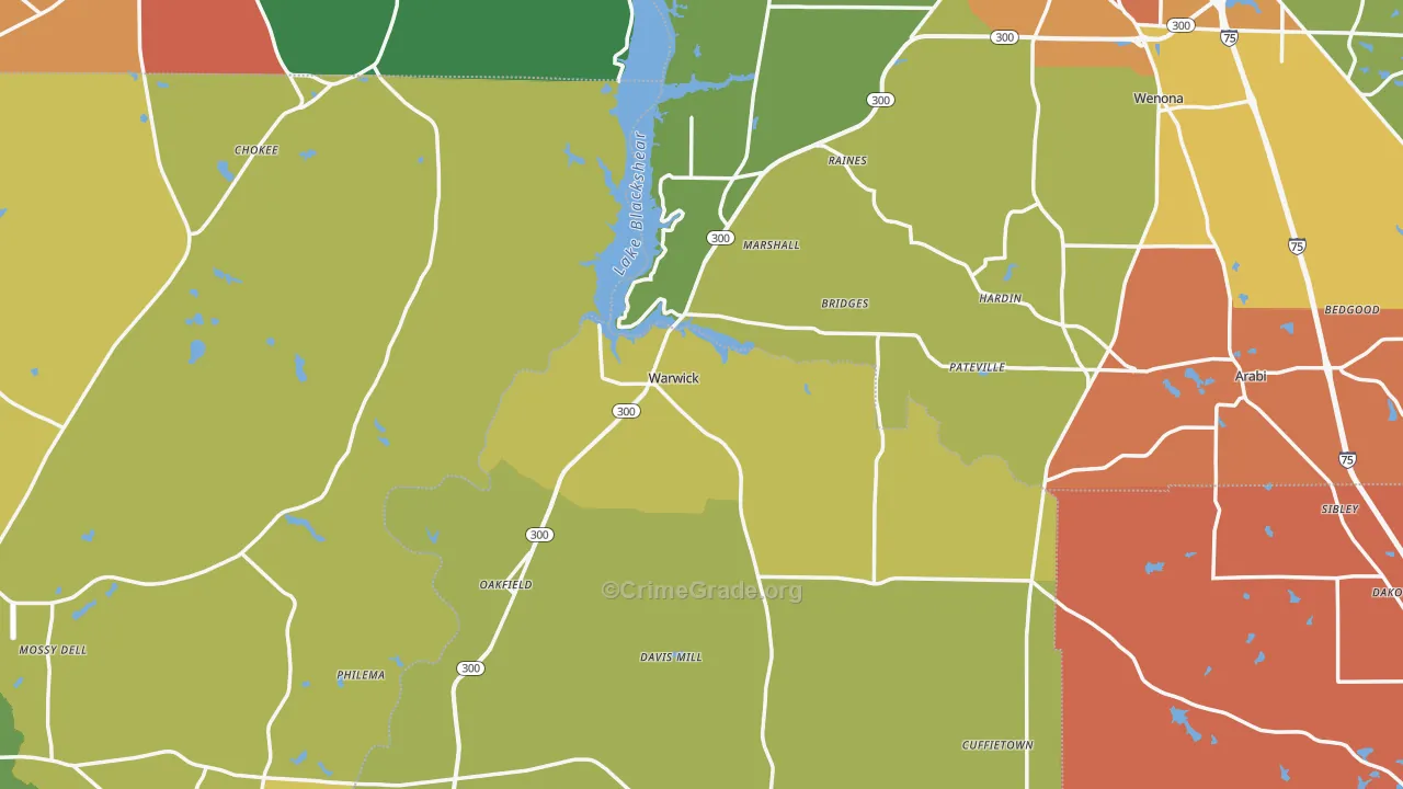 Warwick, GA Map of Theft Rates