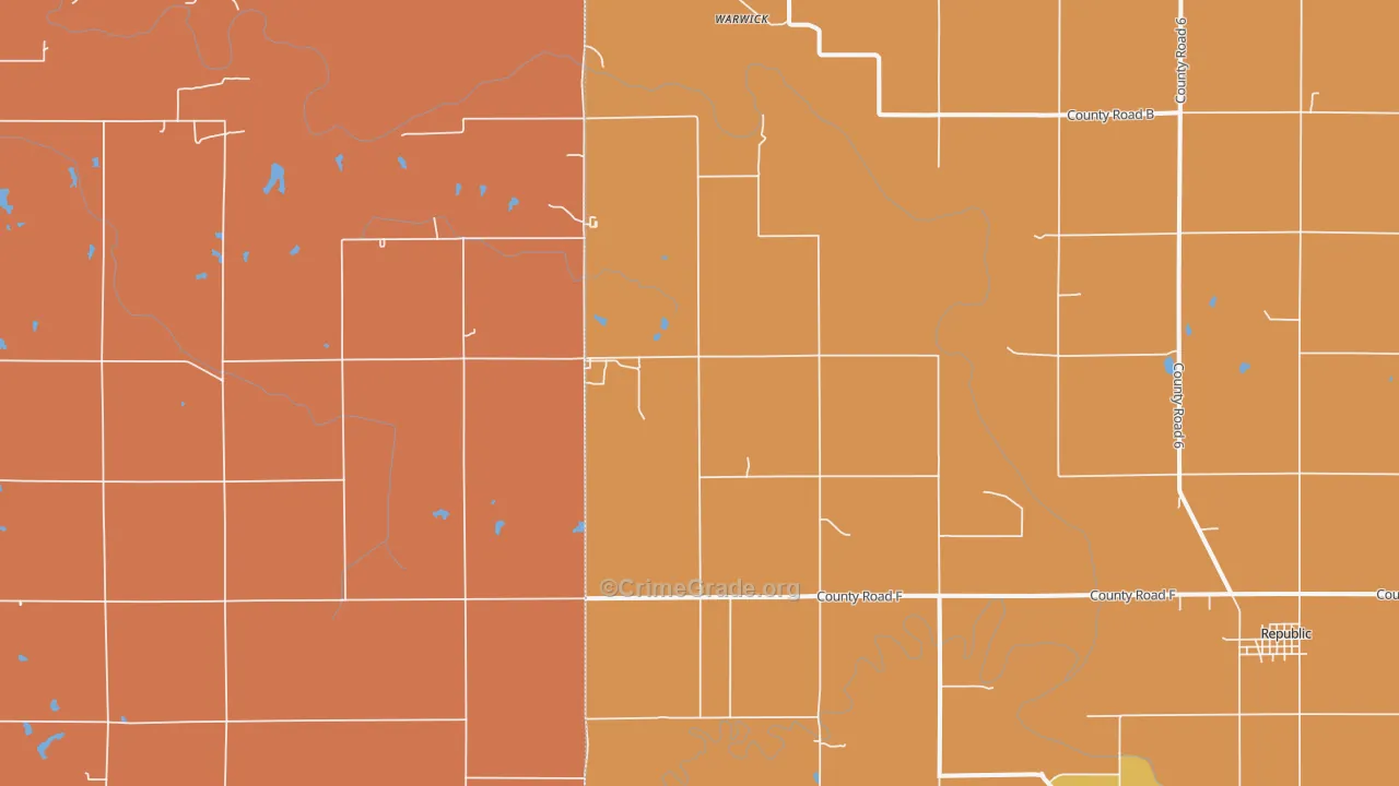 Warwick, KS Map of Theft Rates