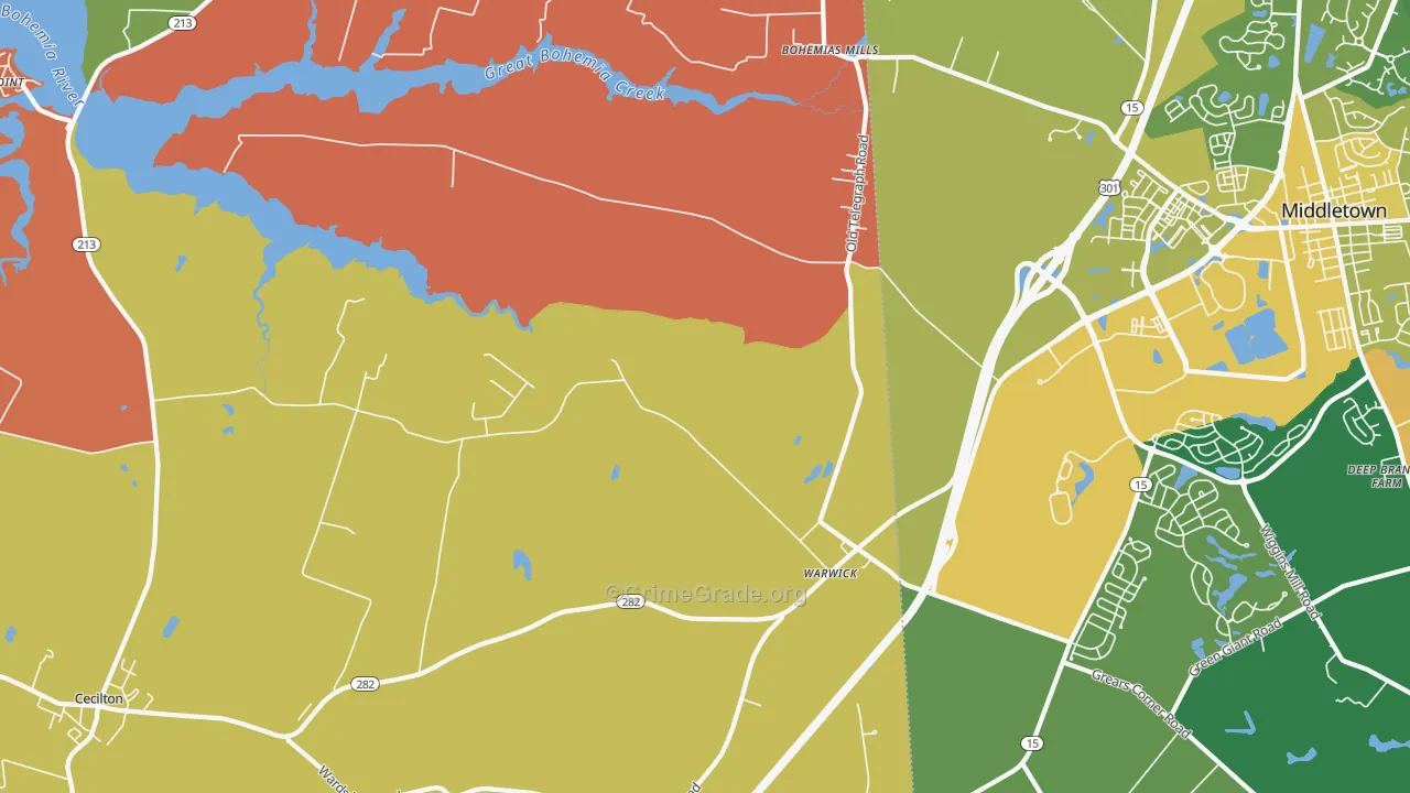Warwick, MD Map of Theft Rates