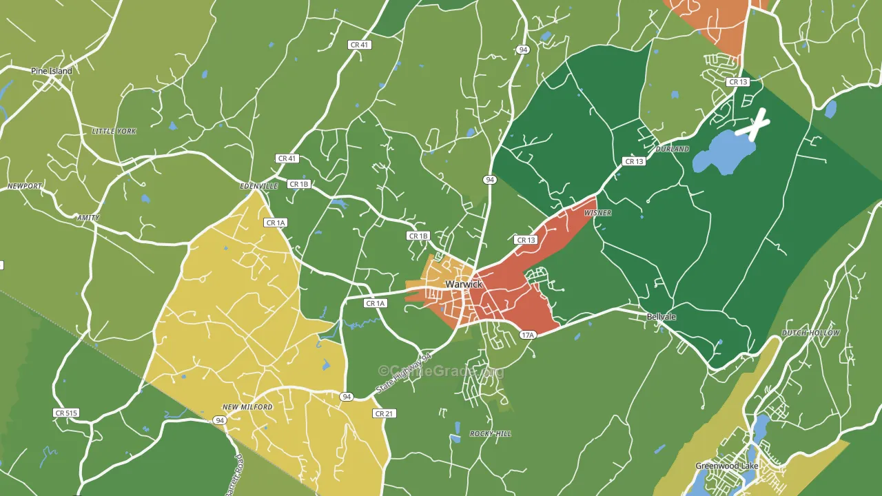 Warwick, NY Map of Theft Rates