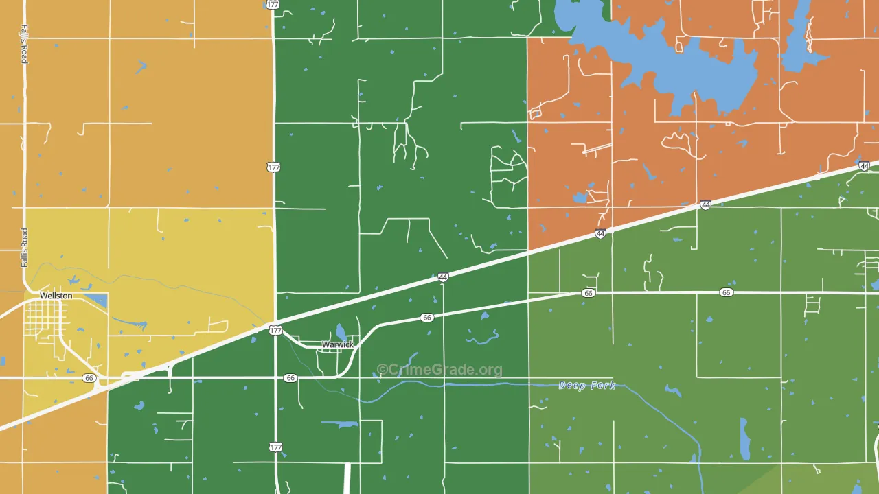 Warwick, OK Map of Theft Rates