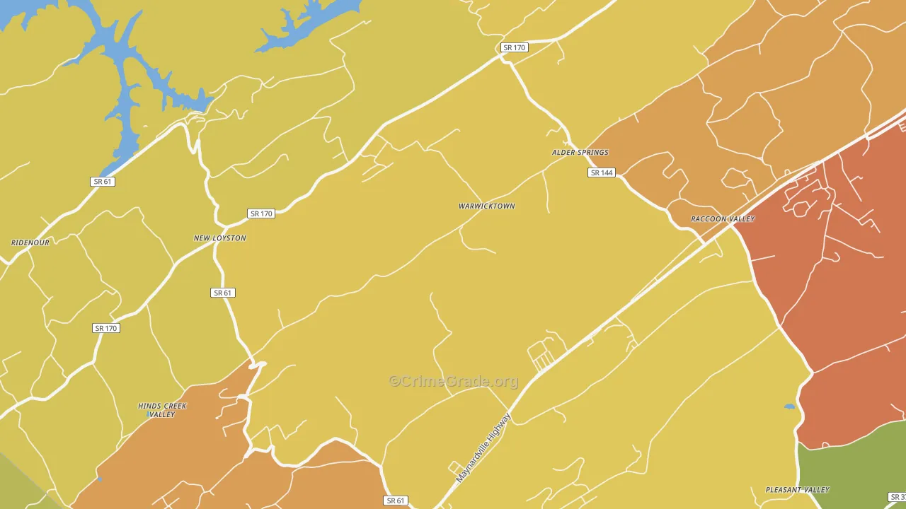 Warwicktown, TN Map of Theft Rates