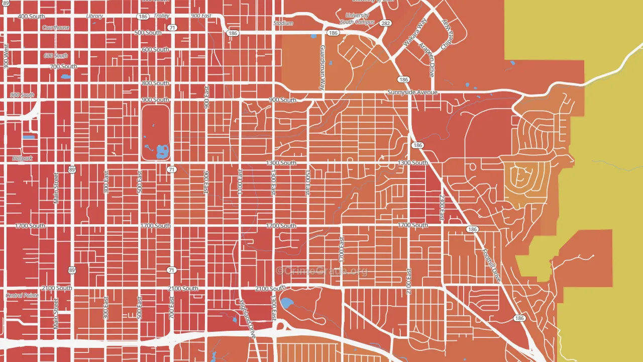 Wasatch Hollow, Salt Lake City, UT Map of Theft Rates