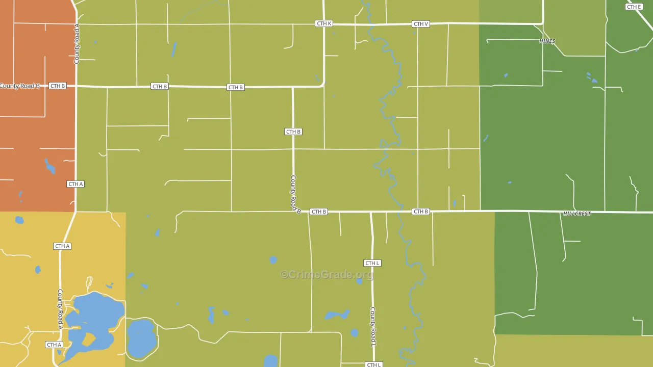 Wascott, WI Map of Theft Rates