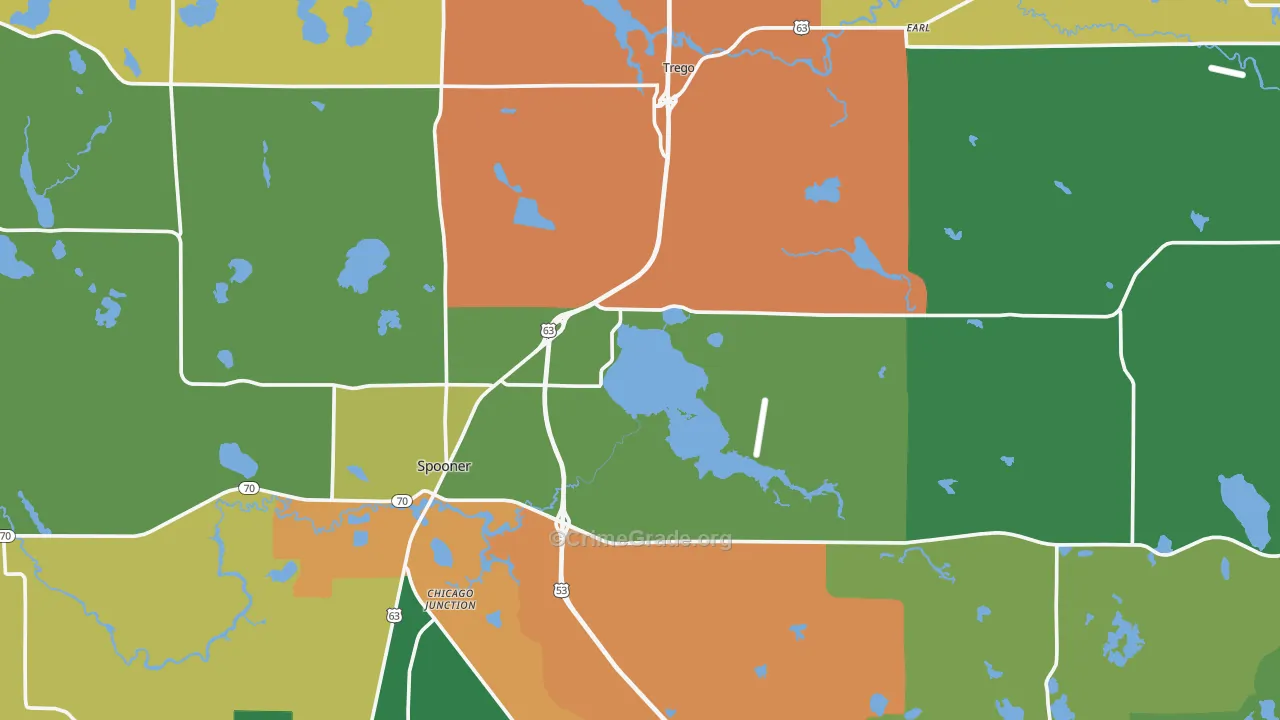 Washburn County, WI Map of Theft Rates