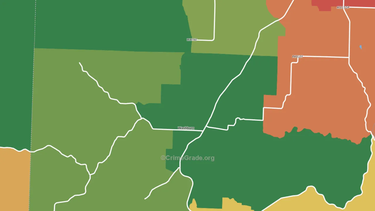 Washburn, MO Map of Theft Rates