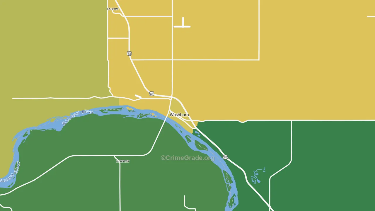 Washburn, ND Map of Theft Rates