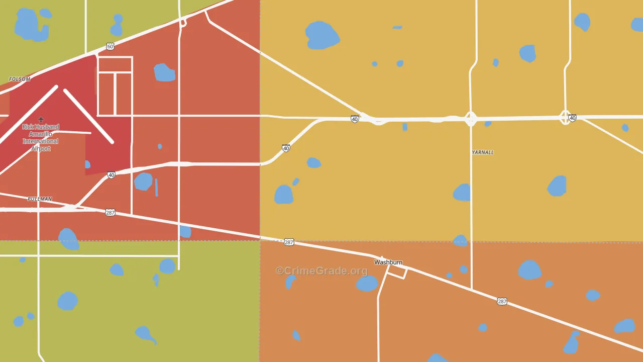 Washburn, TX Map of Theft Rates
