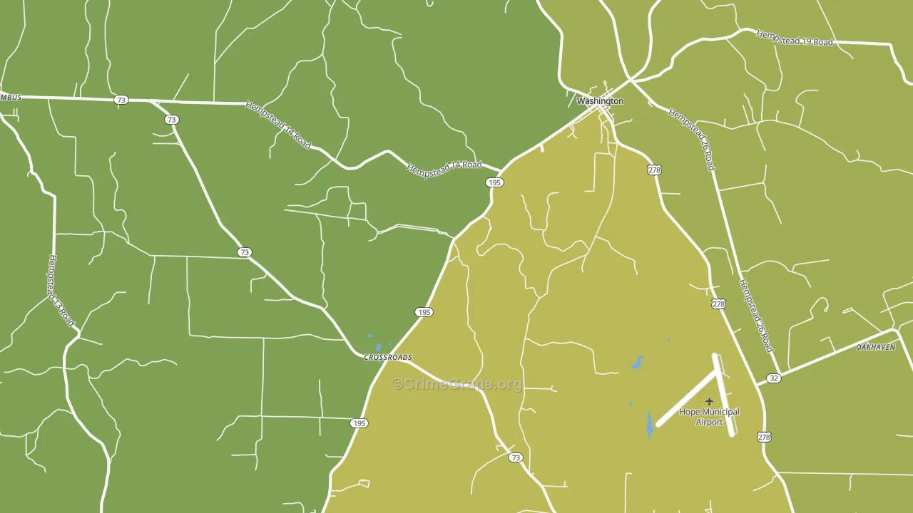 Washington, AR Map of Theft Rates