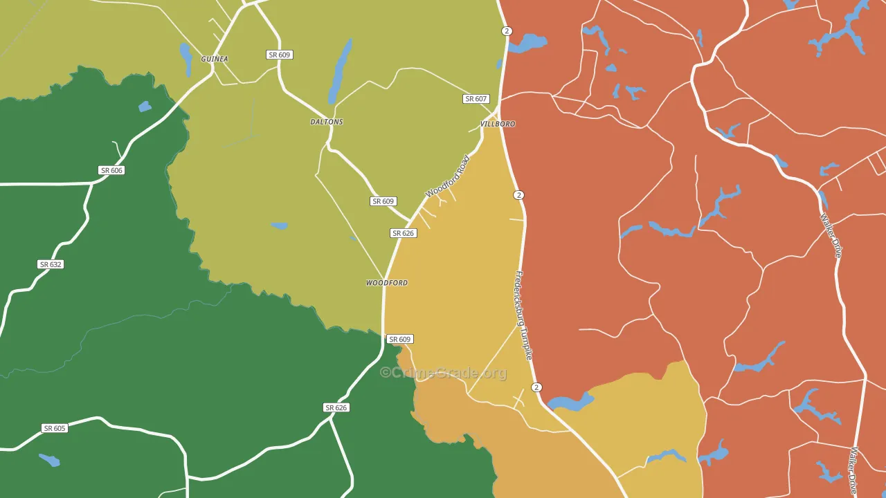 Washington Corner, VA Map of Theft Rates