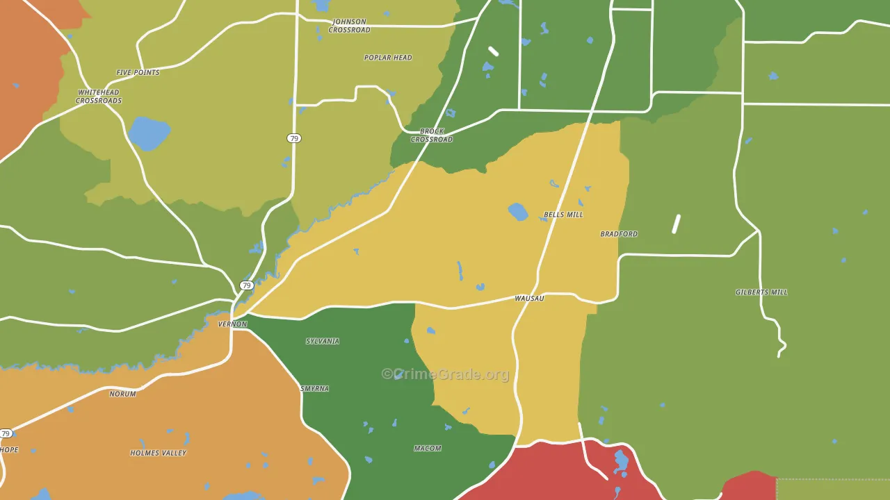 Washington County, FL Map of Theft Rates