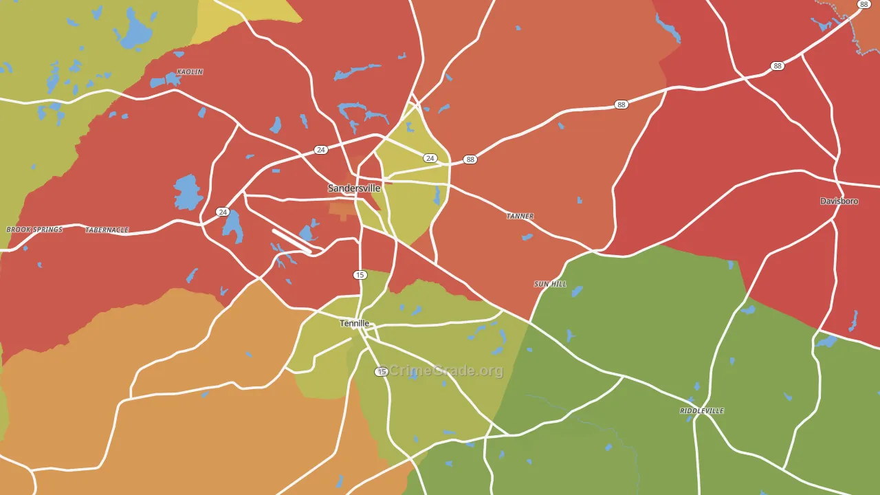 Washington County, GA Map of Theft Rates
