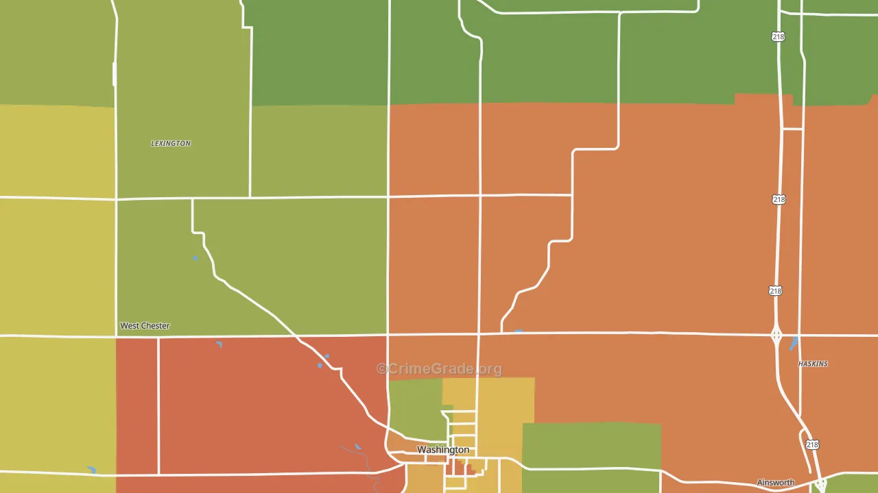 Washington County, IA Map of Theft Rates