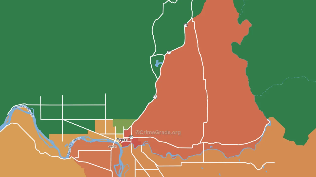 Washington County, ID Map of Theft Rates