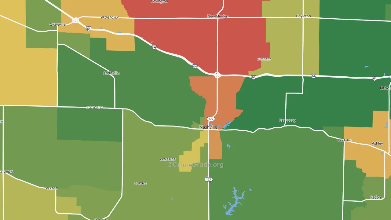 Washington County, IL Map of Theft Rates