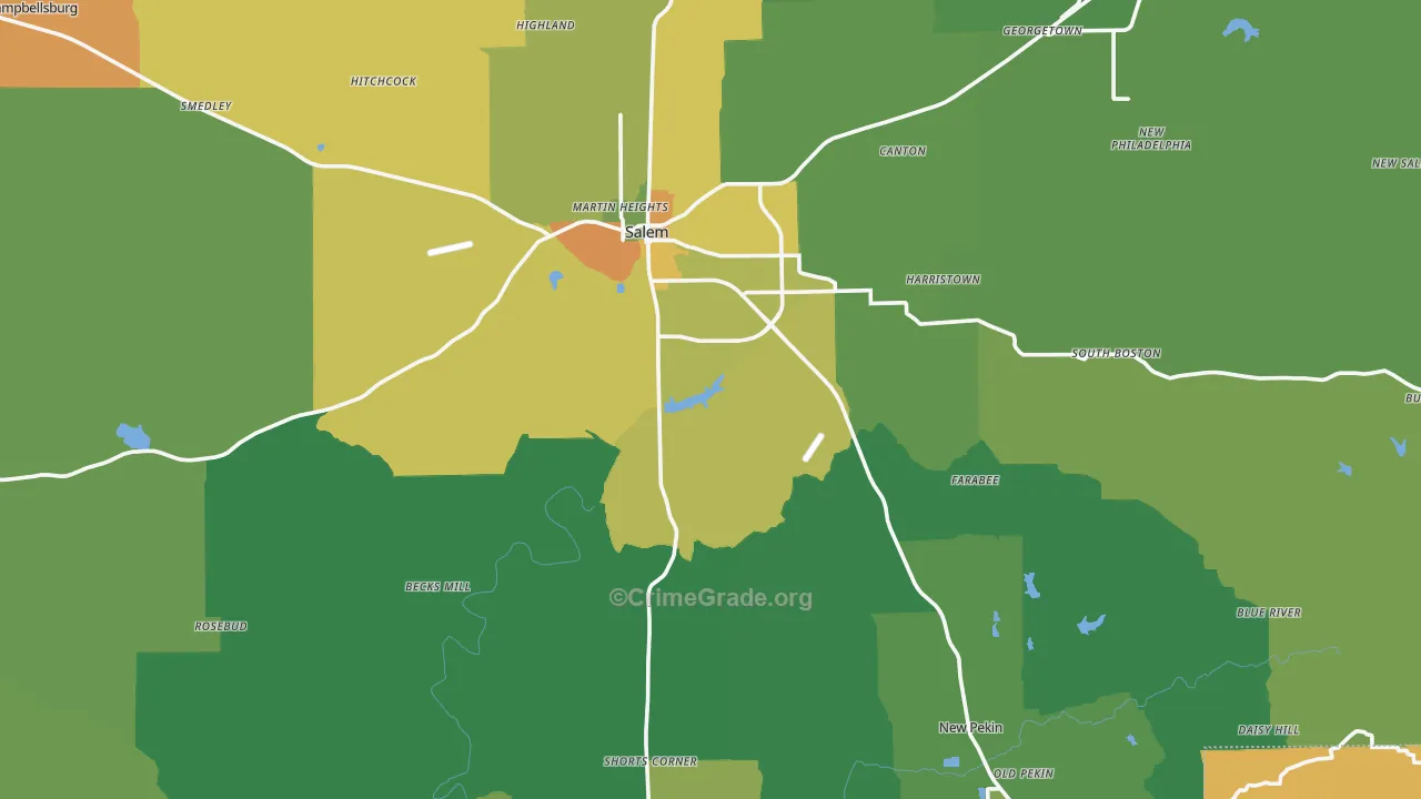 Washington County, IN Map of Theft Rates