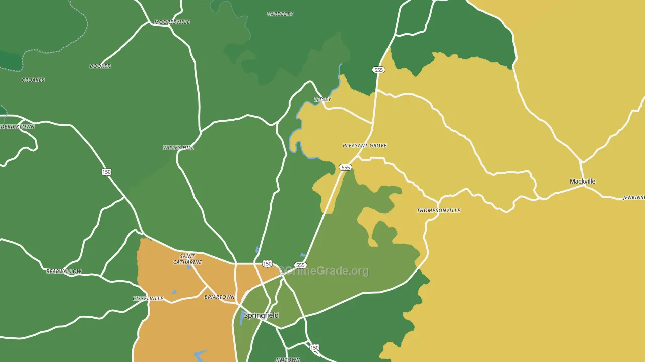 Washington County, KY Map of Theft Rates
