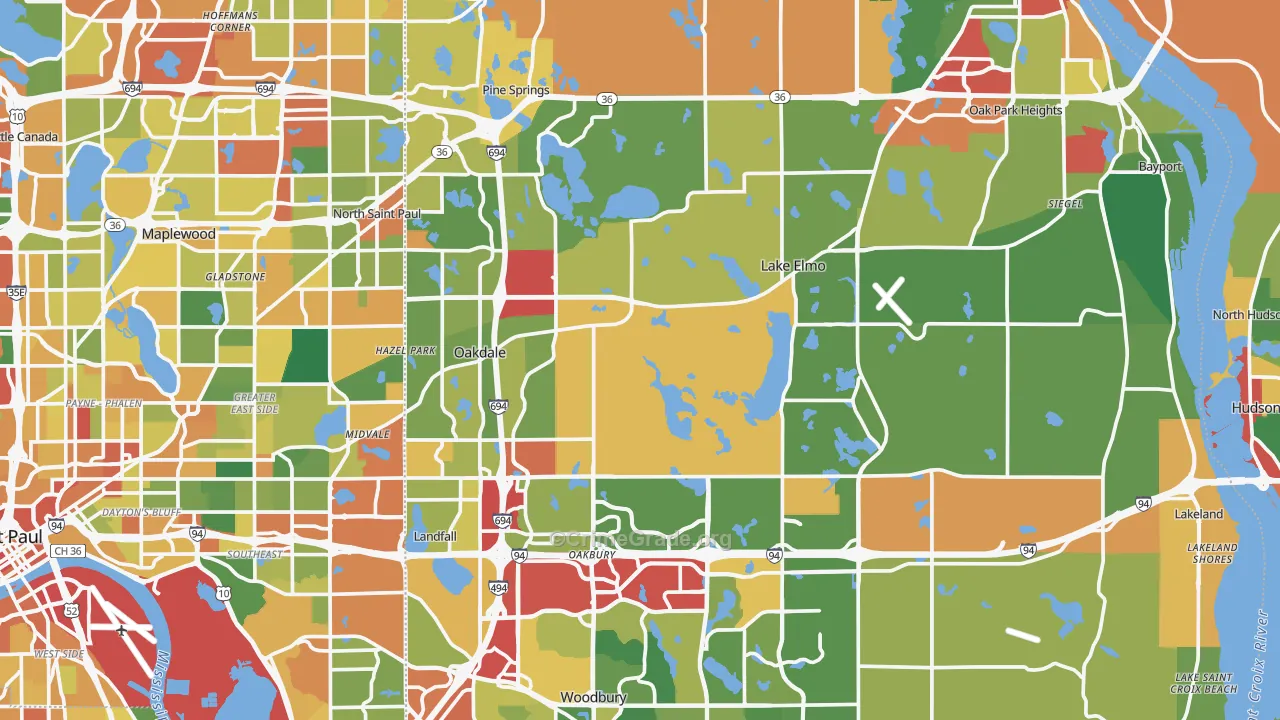 Washington County, MN Map of Theft Rates