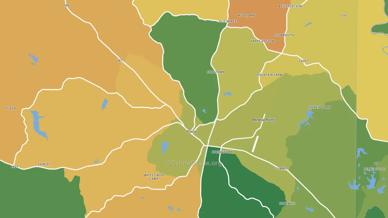 Washington County, MO Map of Theft Rates