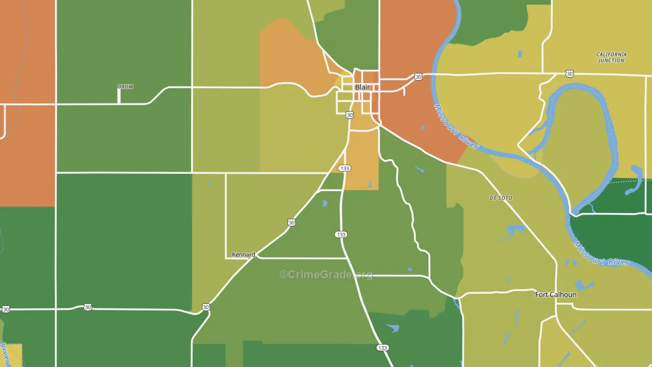 Washington County, NE Map of Theft Rates
