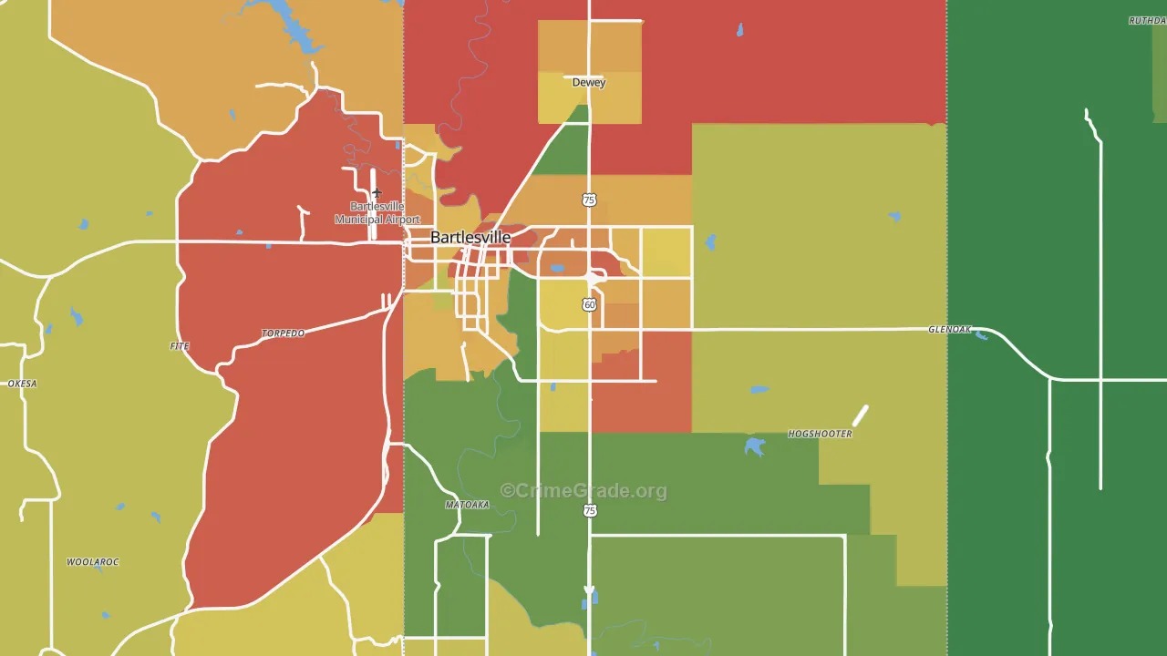 Washington County, OK Map of Theft Rates