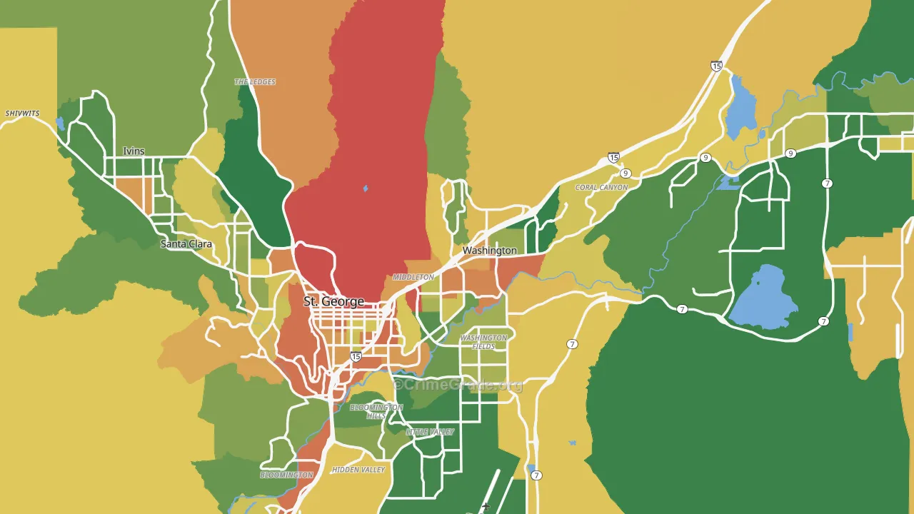 Washington County, UT Map of Theft Rates
