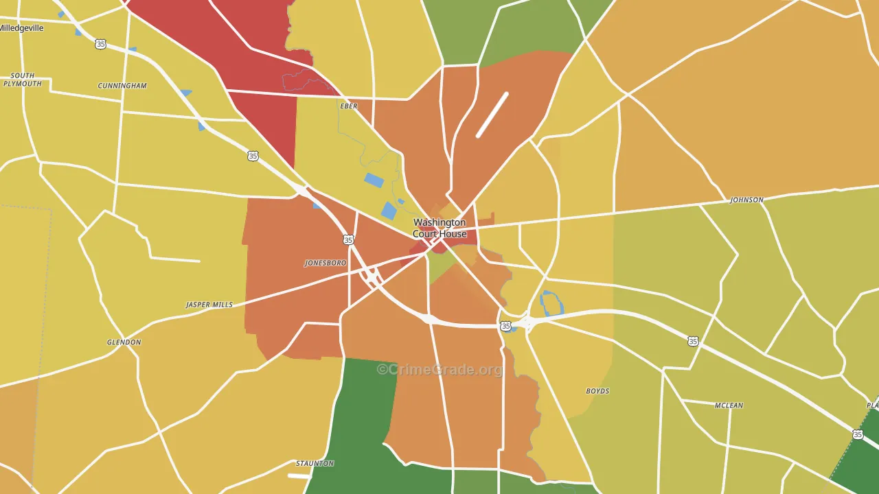 Washington Court House, OH Map of Theft Rates