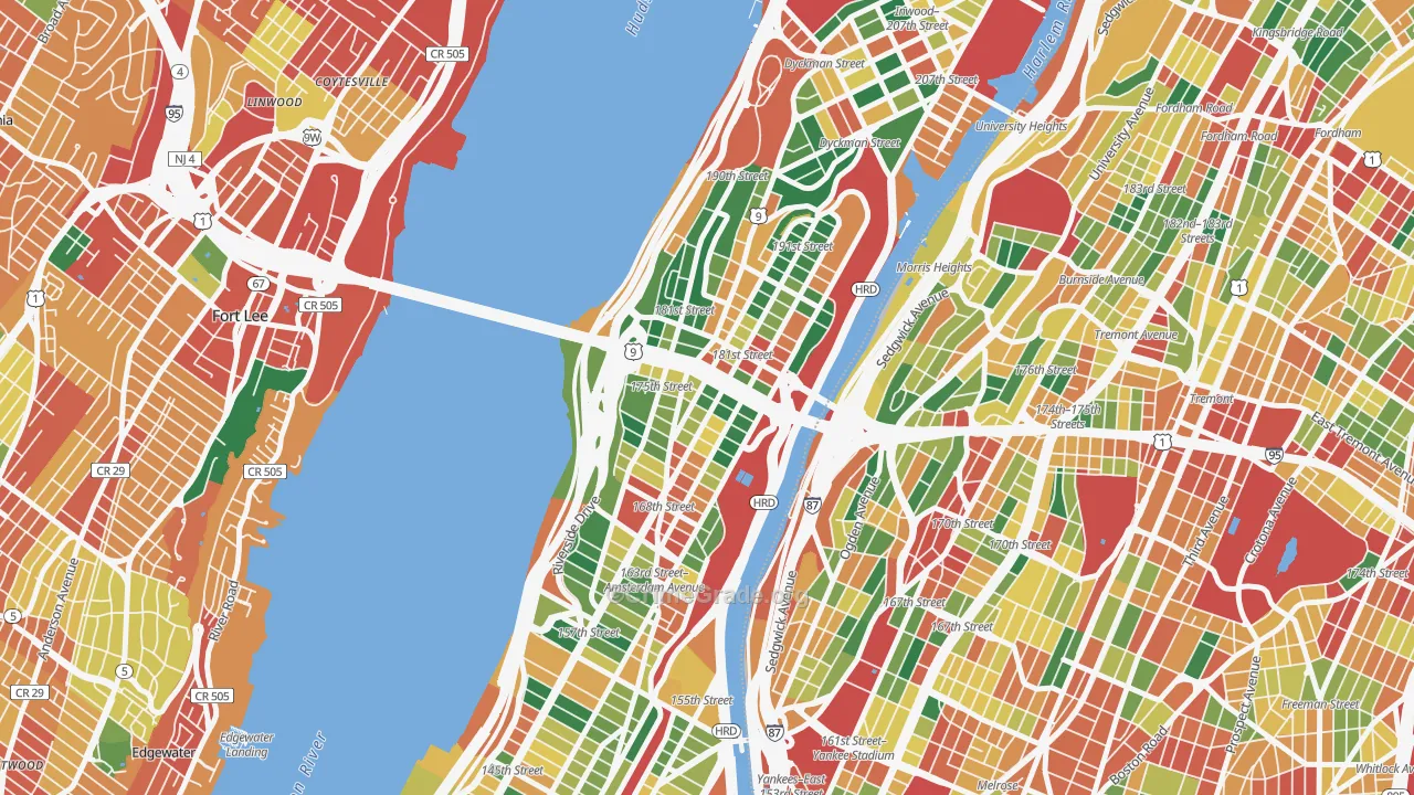Washington Heights, Manhattan, NY Map of Theft Rates