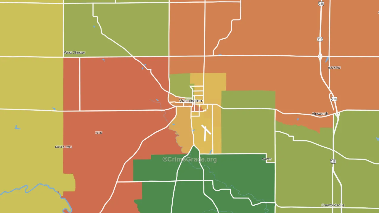 Washington, IA Map of Theft Rates