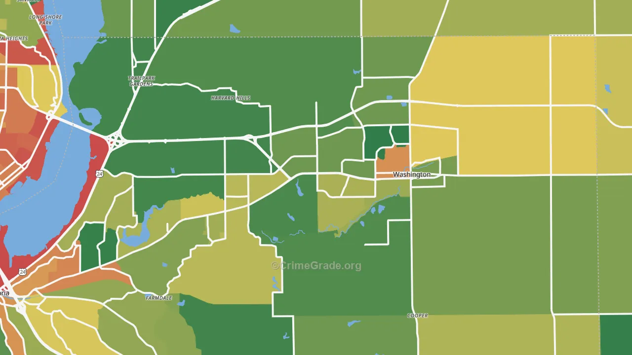 Washington, IL Map of Theft Rates